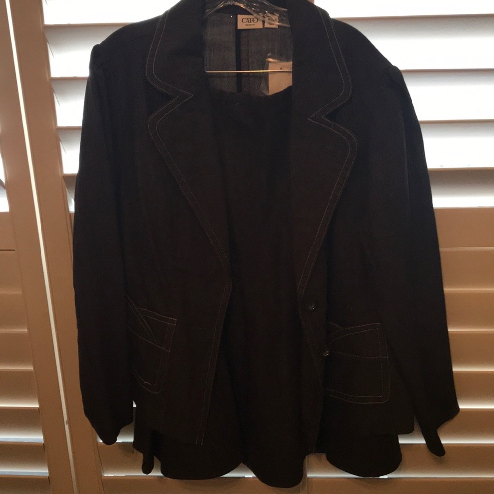 Brown denim jacket and skirt